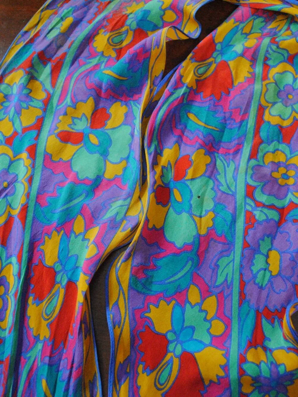 Vintage Liz Claiborne Long Skinny Floral Silk Scarf